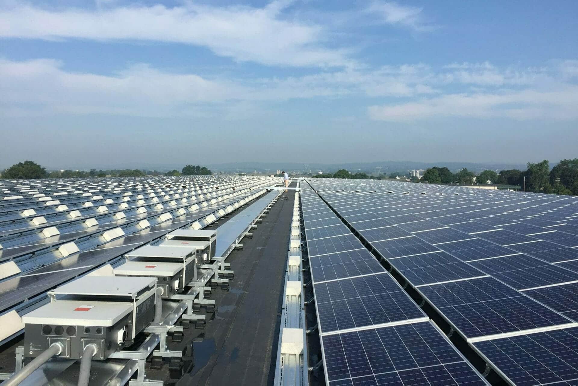 large commercial rooftop solar array