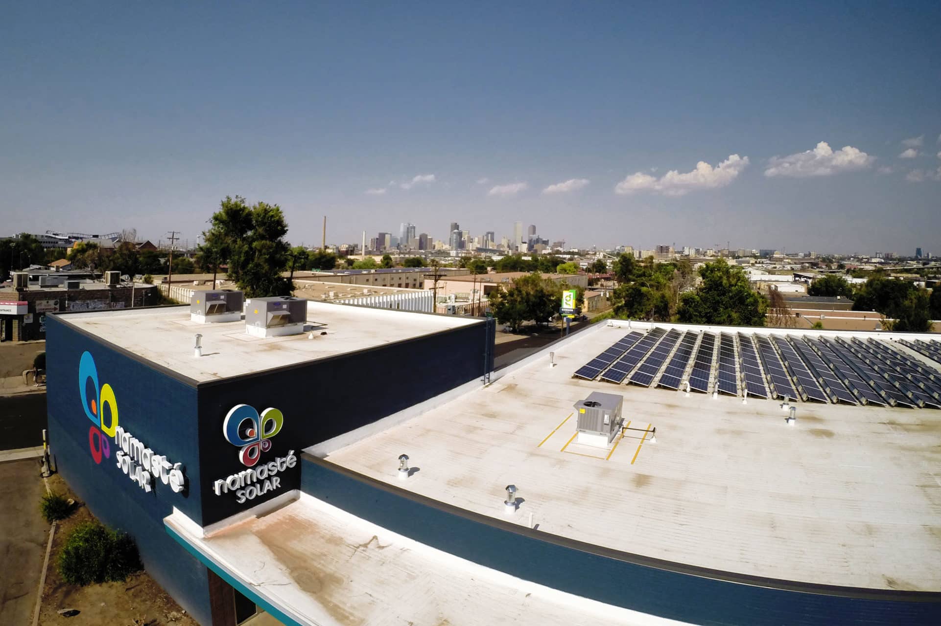 namaste solar commercial installation on rooftop in denver