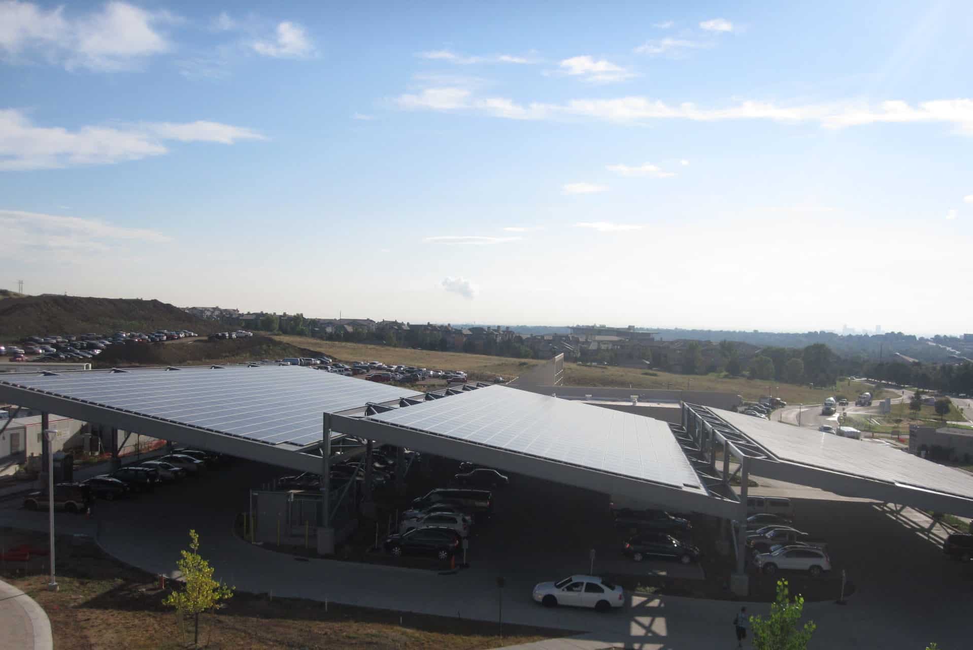 carport solar panels over parking lot