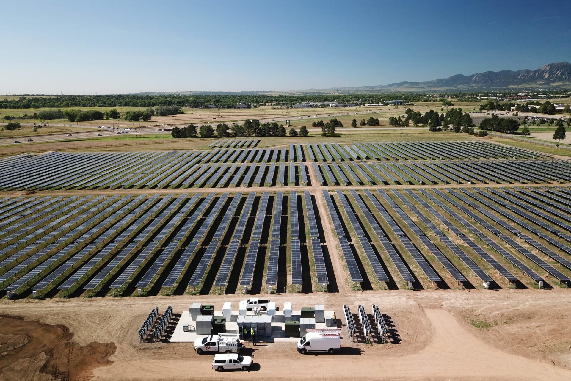 commercial ground-mounted solar array in boulder