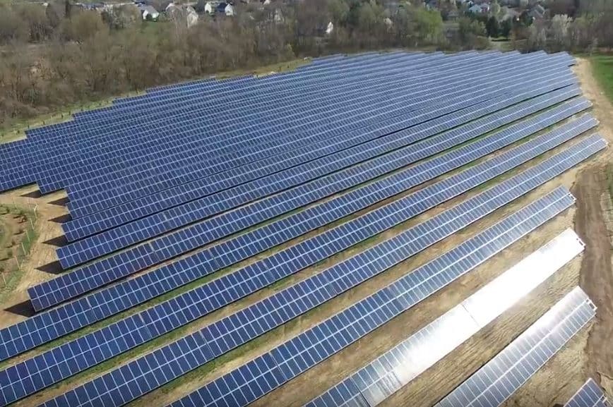aerial view of commercial solar in pennsylvania