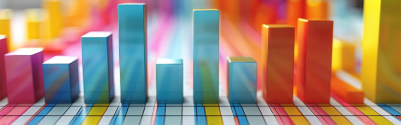 Colored blocks stand on a transparent, lined surface.